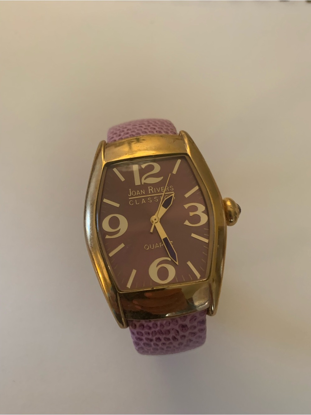 Joan Rivers Gold-Tone Case Watch with Purple Dial and Purple Strap